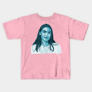 Alexandria Ocasio-Cortez Blue Portrait Kids T-Shirt